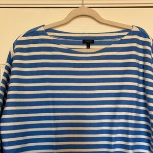 Talbots Nautical Blue and White Striped Top sweatshirt tunic sz 1X